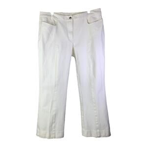 ESCADA Pants Womens Sz 12 Creamy White Straight Leg Cotton Jean Mid-Rise Stretch